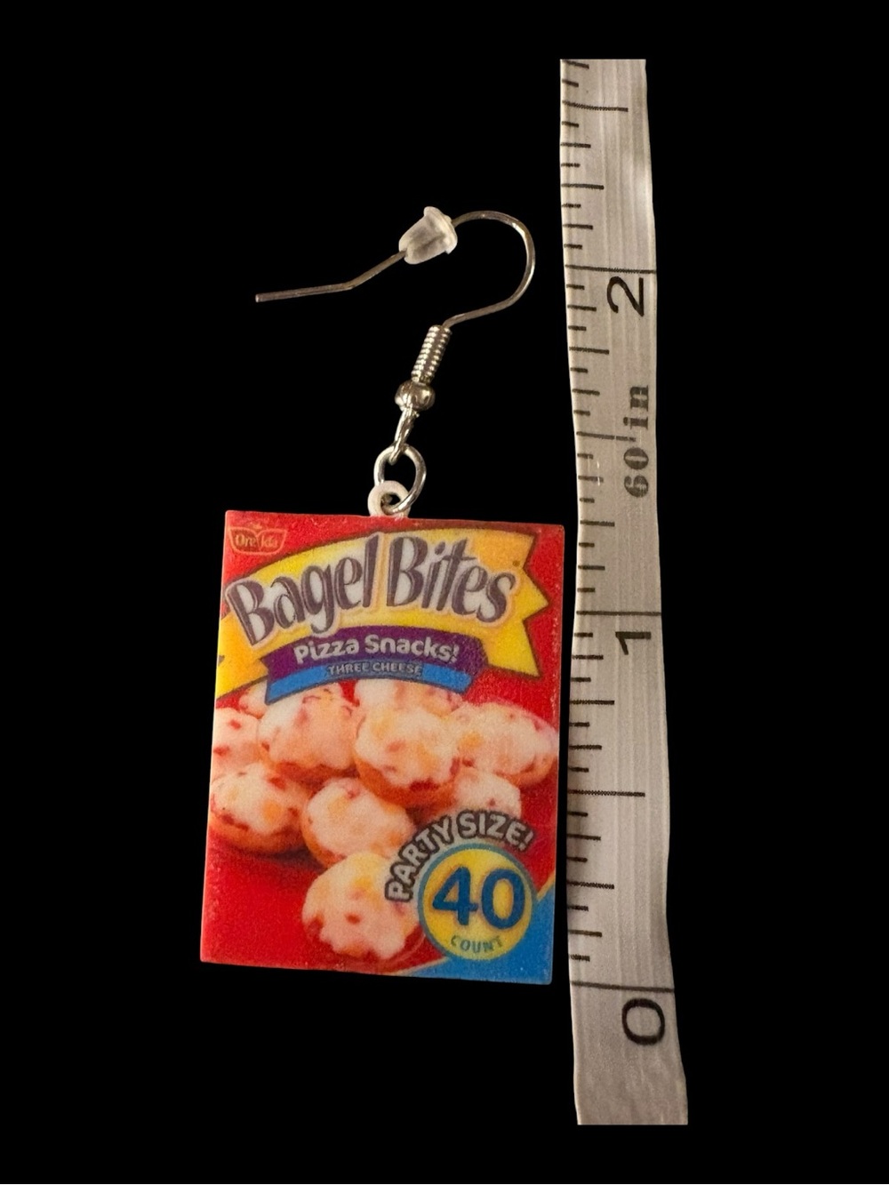 Bagel Bites 🍕 Printed Drop Earrings - Make a delicious statement 🤪  🤤 - Picture 4 of 8